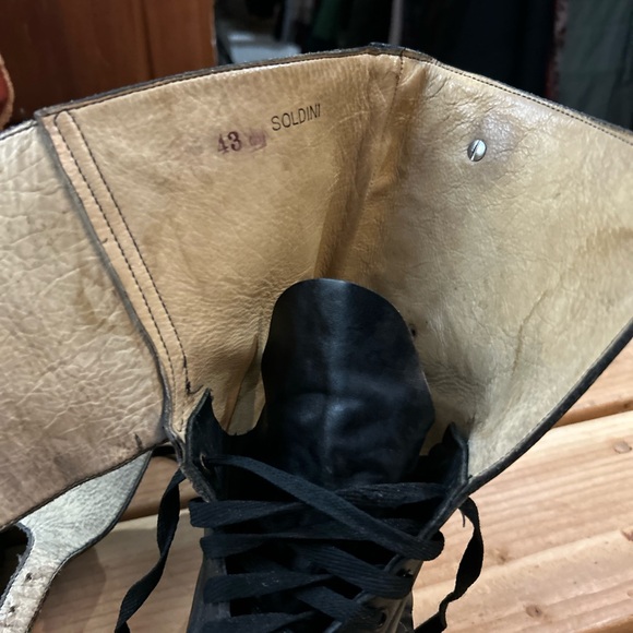 Vintage SOLDINI Leather Military Combat Boots Lug Sole Black 43 US 10 - Picture 13 of 16